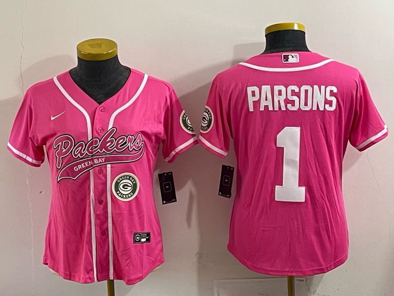 Youth 2025 Green Bay Packers #1 Parsons Pink Nike Limited NFL Jersey style 001